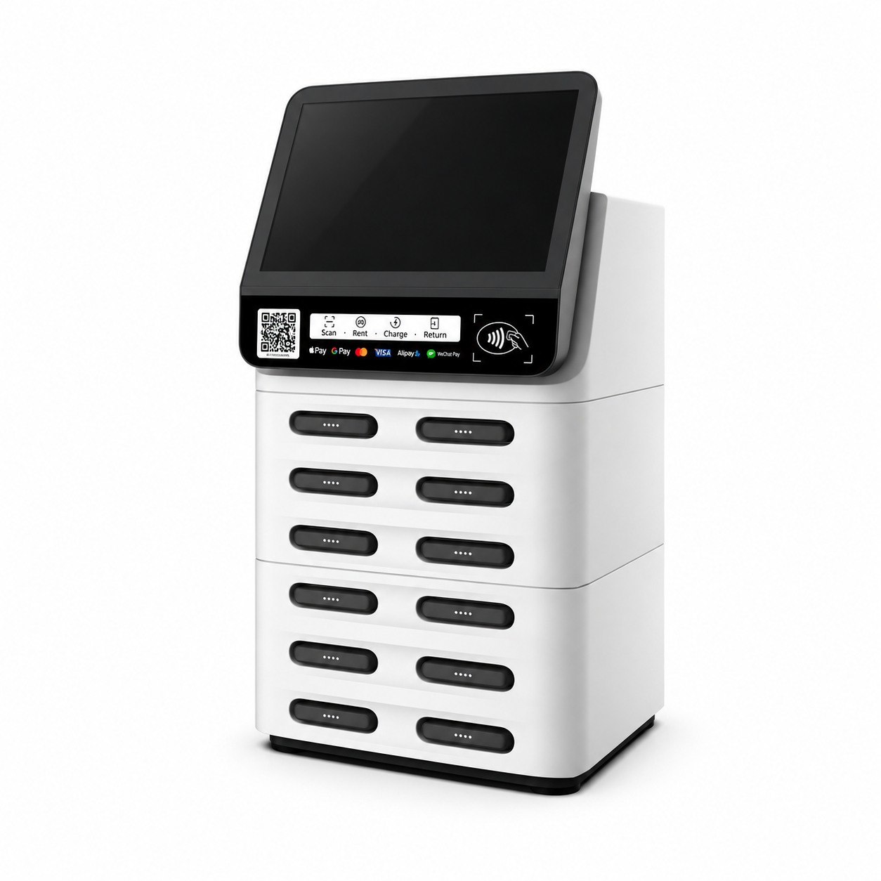 White 12-capacity station with EventCharging branding