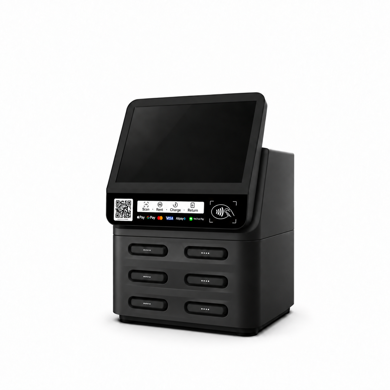 Black 6-capacity station with EventCharging branding